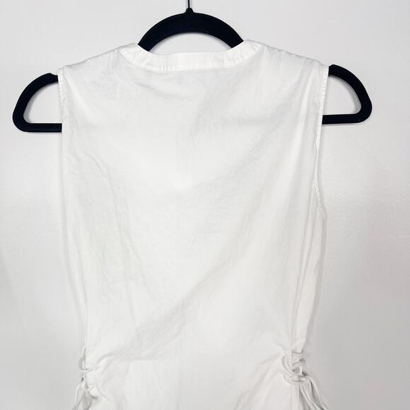 Theory Womens M White Sleeveless Tied Popover Cahliway Shirting Blouse Cotton - Picture 7 of 14
